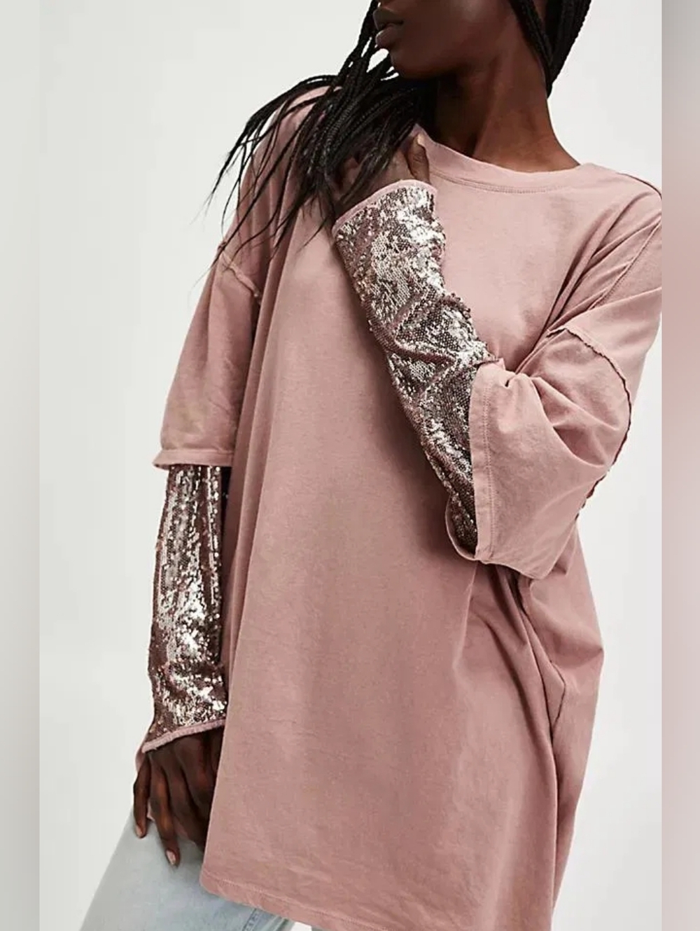 Free People Nellie Sequin Twofer Top-Mauve